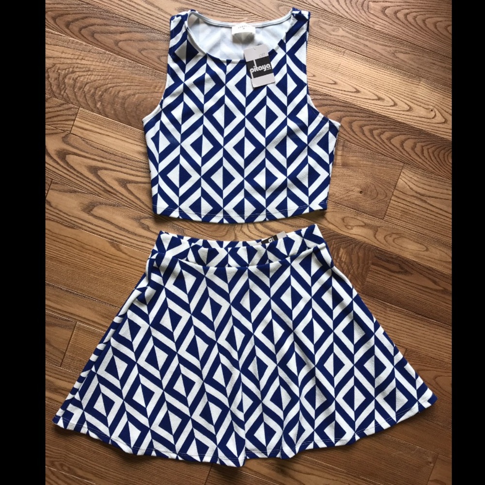 Everly - Patterned cropped tank top with skirt